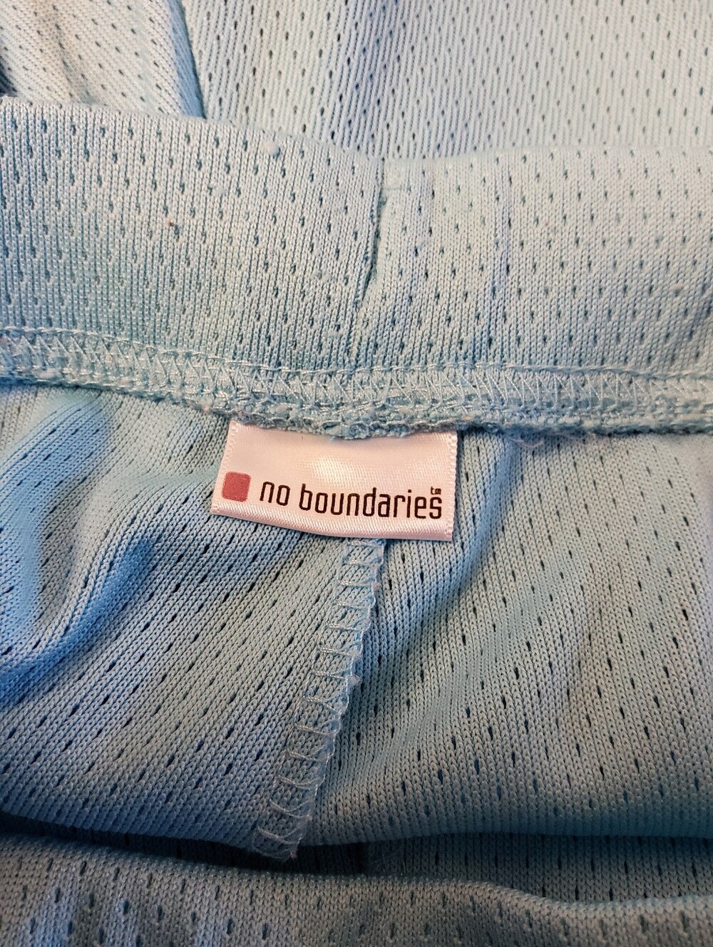 No Boundaries Light Blue Athletic Mesh Shorts with Yellow Trim - Picture 7 of 7